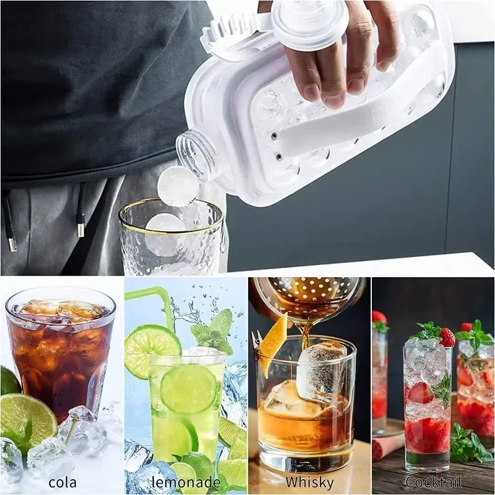 Portable 2-In-1 Folding Ice Maker Water Bottle with Creative Ice Cube Mold Ice Hockey Lattice Kitchen Bar Gadgets Ice Making